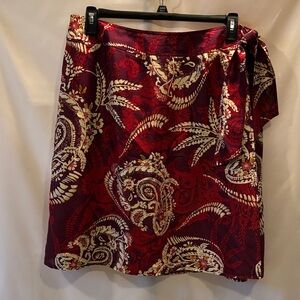 Talbots Burgundy and Cream Patterned Skirt - size 16W